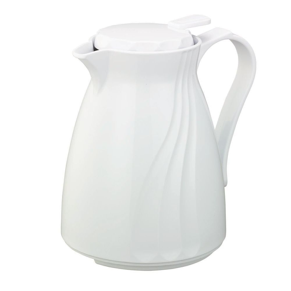 Service Ideas Twist N Serv White Foam Insulated Carafe With Push Button Lid, 0.6 Liter Capacity