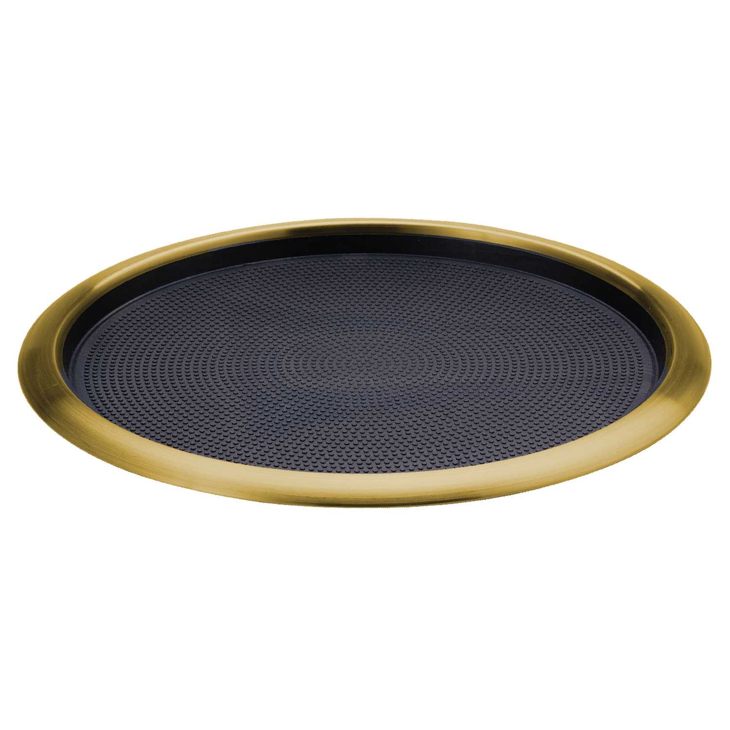 Service Ideas Vintage Gold 14 Inch Round Non-slip Tray With Removable Insert, 16 X 16 X 1 Inch