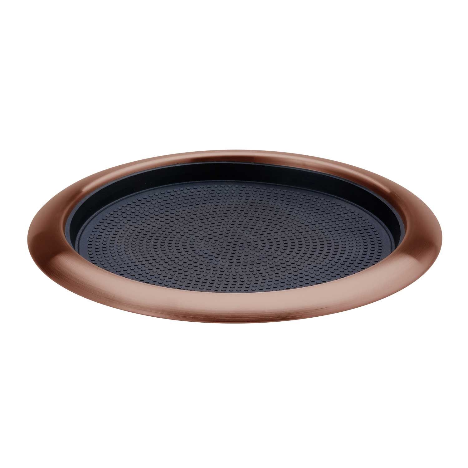 Service Ideas Rose Gold 9 Inch Round Non-slip Tray With Removable Insert, 11 X 11 X 1 Inch