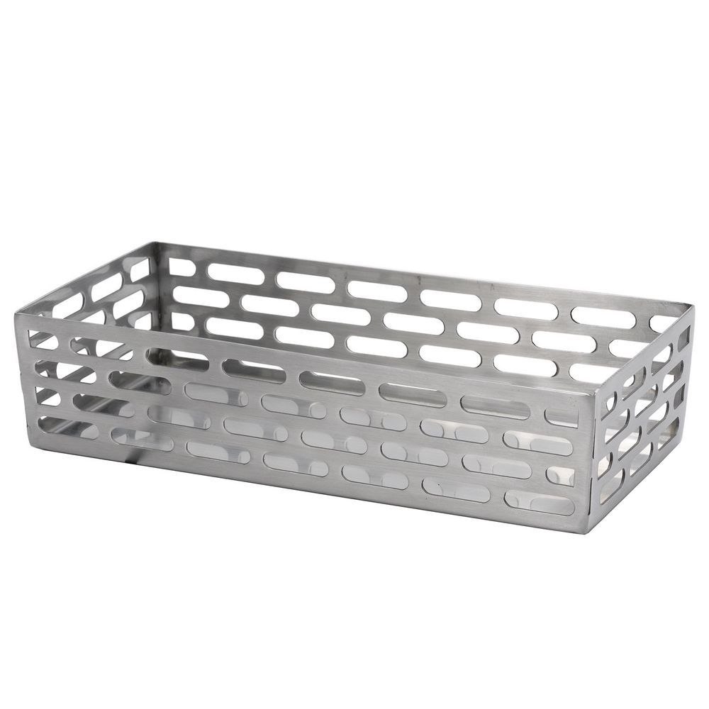 Service Ideas 18/8 Stainless Steel Brushed Finish Rectangle Mod18 Bread Basket, 9 Inch Depth X 5 Inch Width X 3 Inch Height