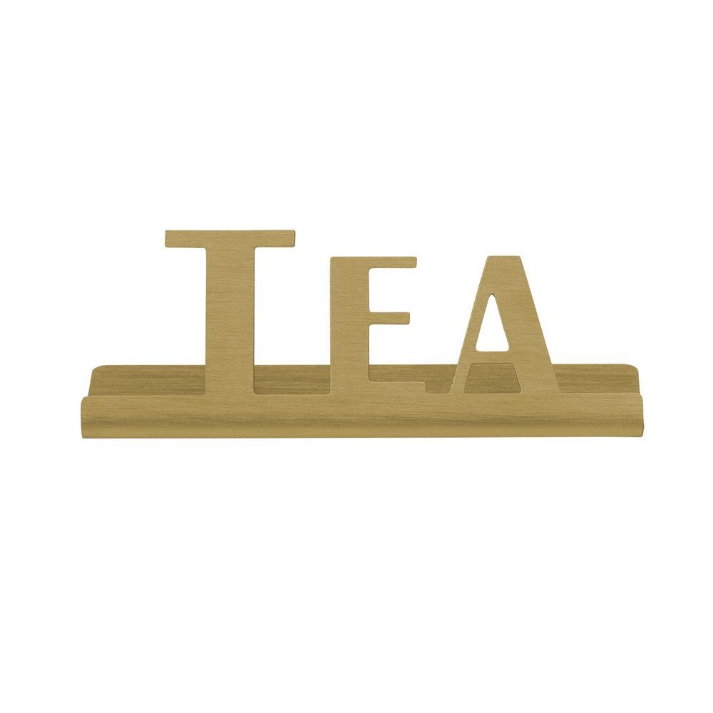 Service Ideas Stainless Steel Vintage Gold Finish Tea Laser Cut Id Tabletop Sign, 1 Inch Width X 1 Inch Height