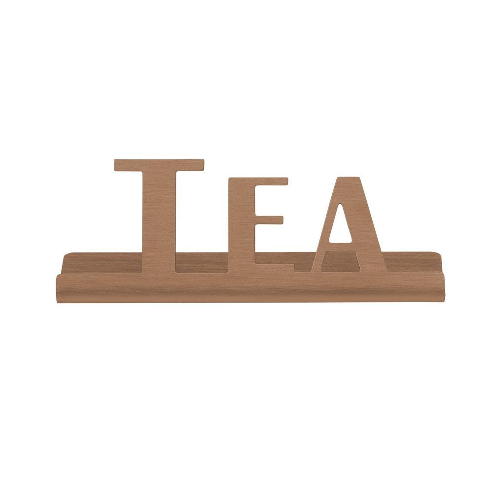Service Ideas Stainless Steel Rose Gold Finish Tea Laser Cut Id Tabletop Sign, 1 Inch Width X 1 Inch Height