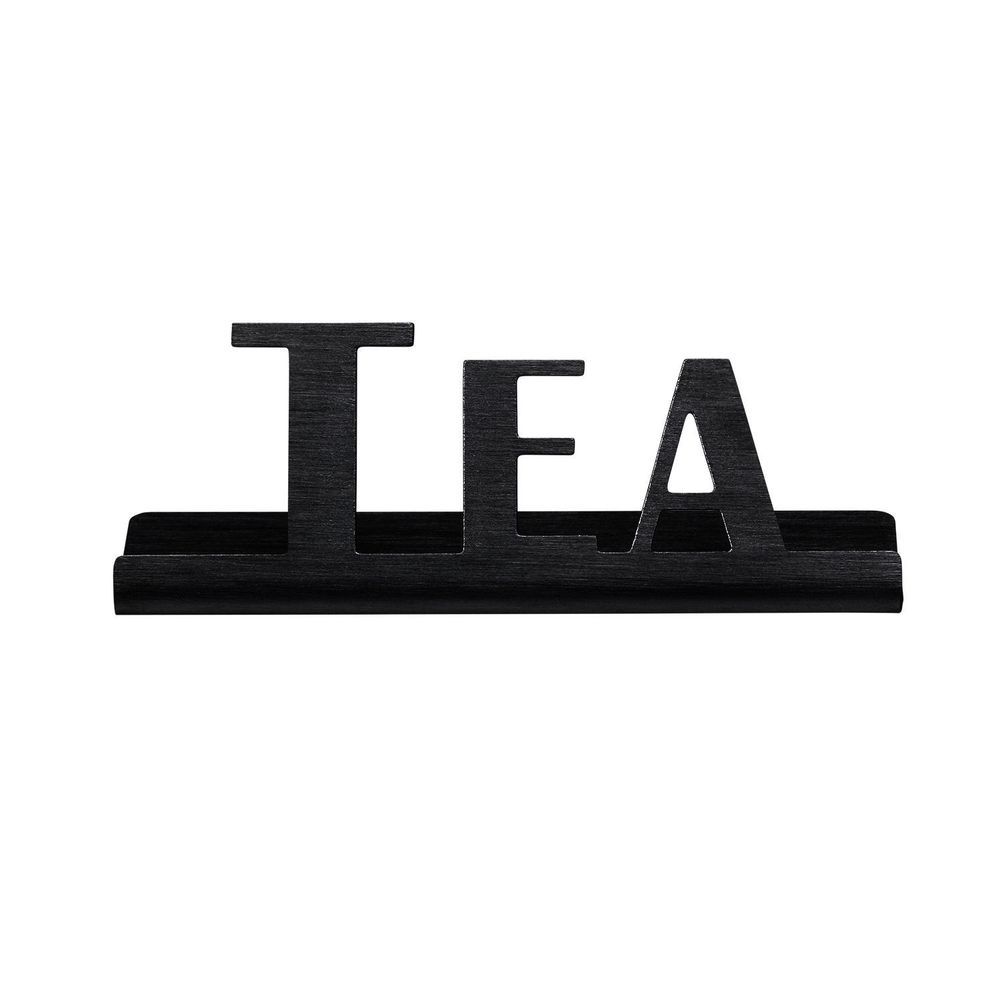 Service Ideas Stainless Steel Black Onyx Finish Tea Laser Cut Id Tabletop Sign, 1 Inch Width X 1 Inch Height