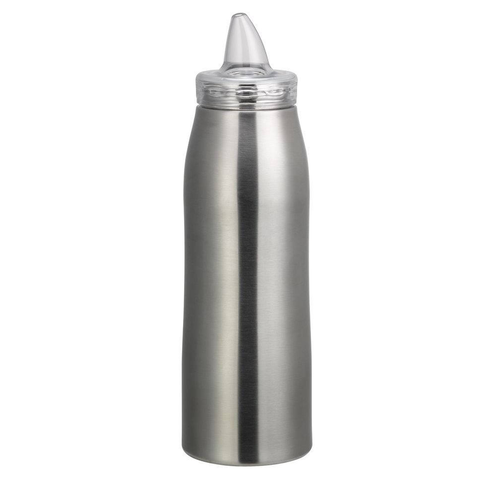 Service Ideas Versavac Brushed Stainless Finish Vacuum Insulated Bottle With Cruet Lid, 1 Liter Capacity