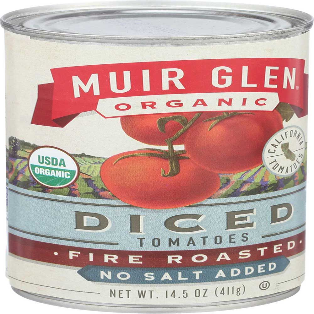 Muir Glen Organic Diced Fire Roasted No Salt Added Tomatoes, 14.5 Ounce -- 12 Per Case