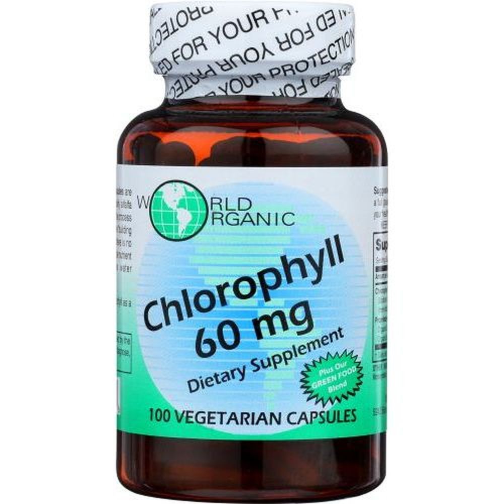 World Organic 60 Mg Chlorophyll Vegetarian Capsules, 100 Count