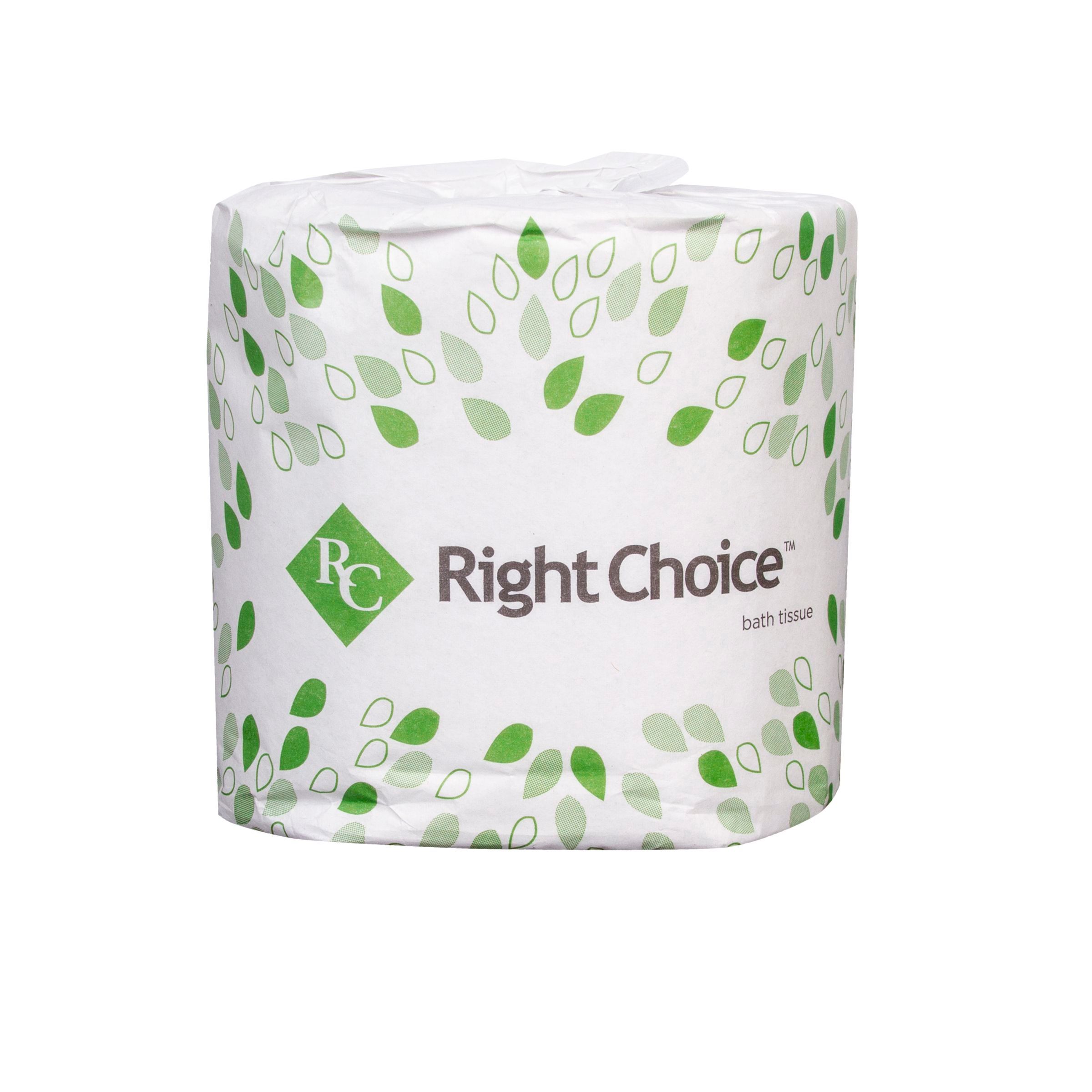 Right Choice White 2 Ply Paper Toilet Tissue, 4 X 3 Inch, 400 Sheets Per Roll -- 96 Per Case
