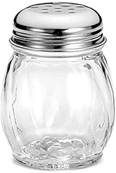 Tablecraft Stainless Steel Perforated Top Swirl Glass Shaker, 6 Ounce Capacity -- 36 Per Case