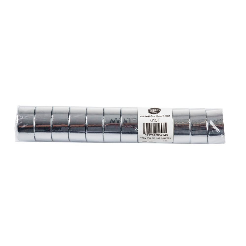 Tablecraft Marbella Collection Abs And Chrome Plated Replacement Top Fits 615 Salt And Pepper Shaker, 1.3 X 1.3 X .6875 Inch -- 12 Per Case