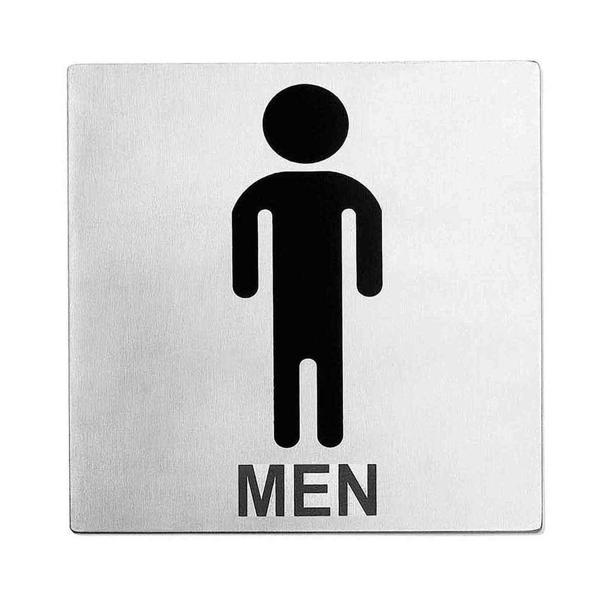 Tablecraft 200 Series Stainless Steel Contemporary Square Men Restroom Sign, 5 X 0.125 X 5 Inch