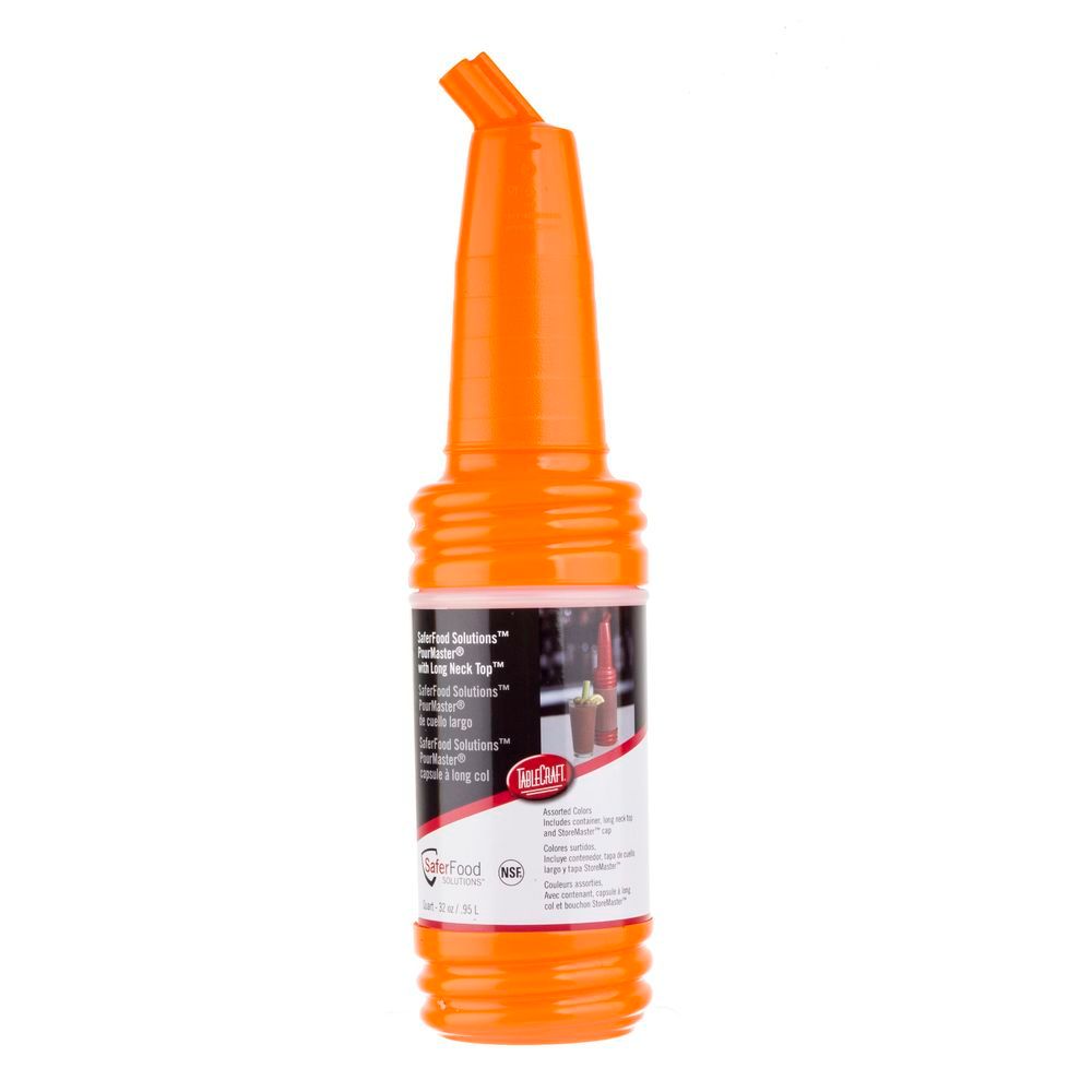 Tablecraft Pourmaster Orange High Density Polyethylene Replacement Long Neck With Integrated Spout Fits N32a, N32x Pourer, 3.5 X 3.5 X 8.25 Inch