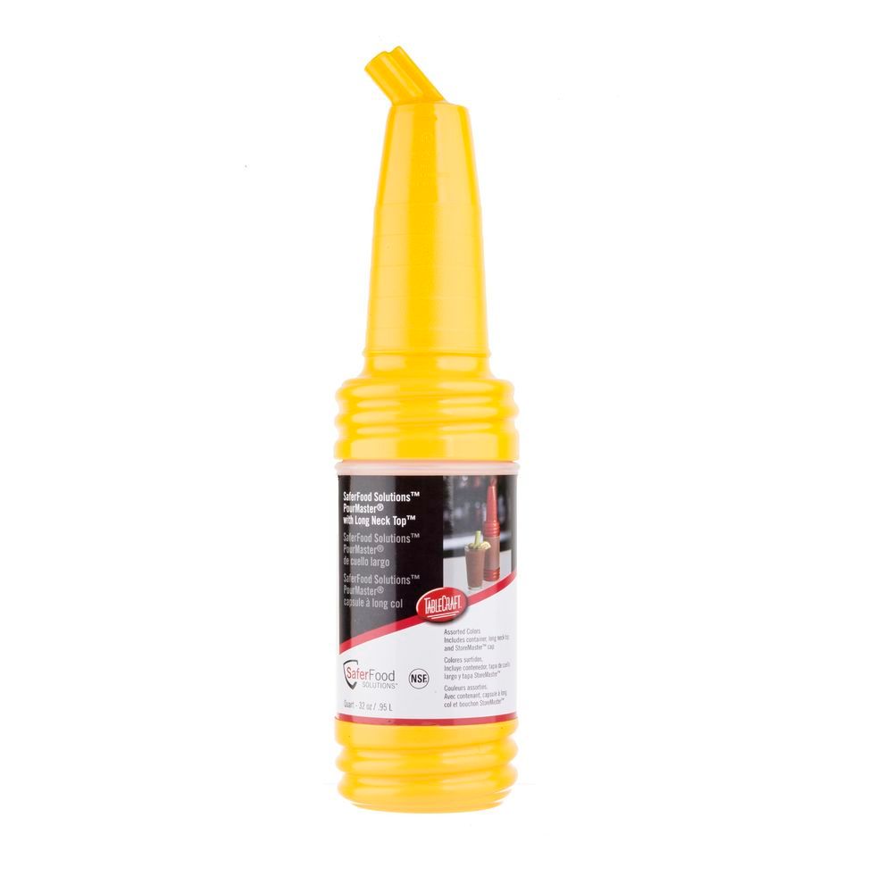 Tablecraft Pourmaster Yellow High Density Polyethylene Replacement Long Neck With Integrated Spout Fits N32a, N32y Pourer, 3.5 X 3.5 X 8.25 Inch