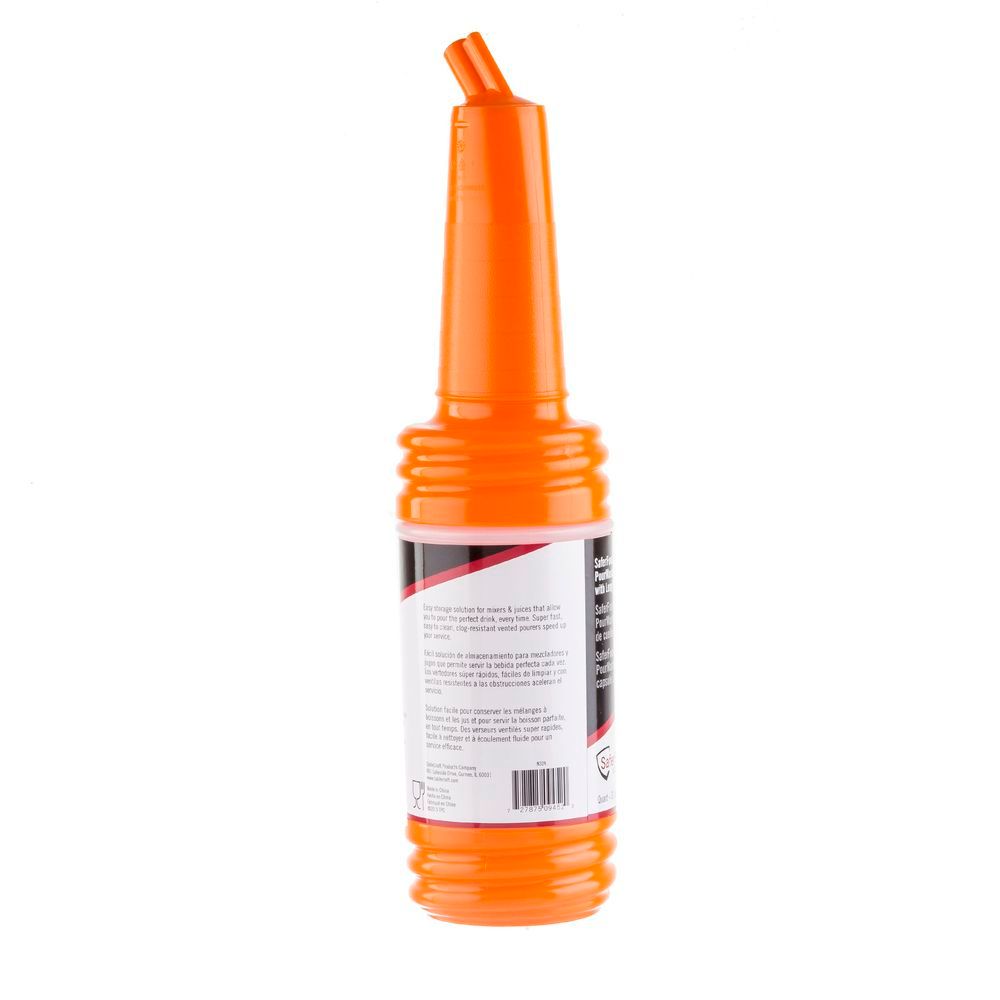 Tablecraft Pourmaster High Density Polyethylene Orange 1 Quart Bottle With Long Neck Top, 3.5 X 3.5 X 15.75 Inch -- 12 Per Case