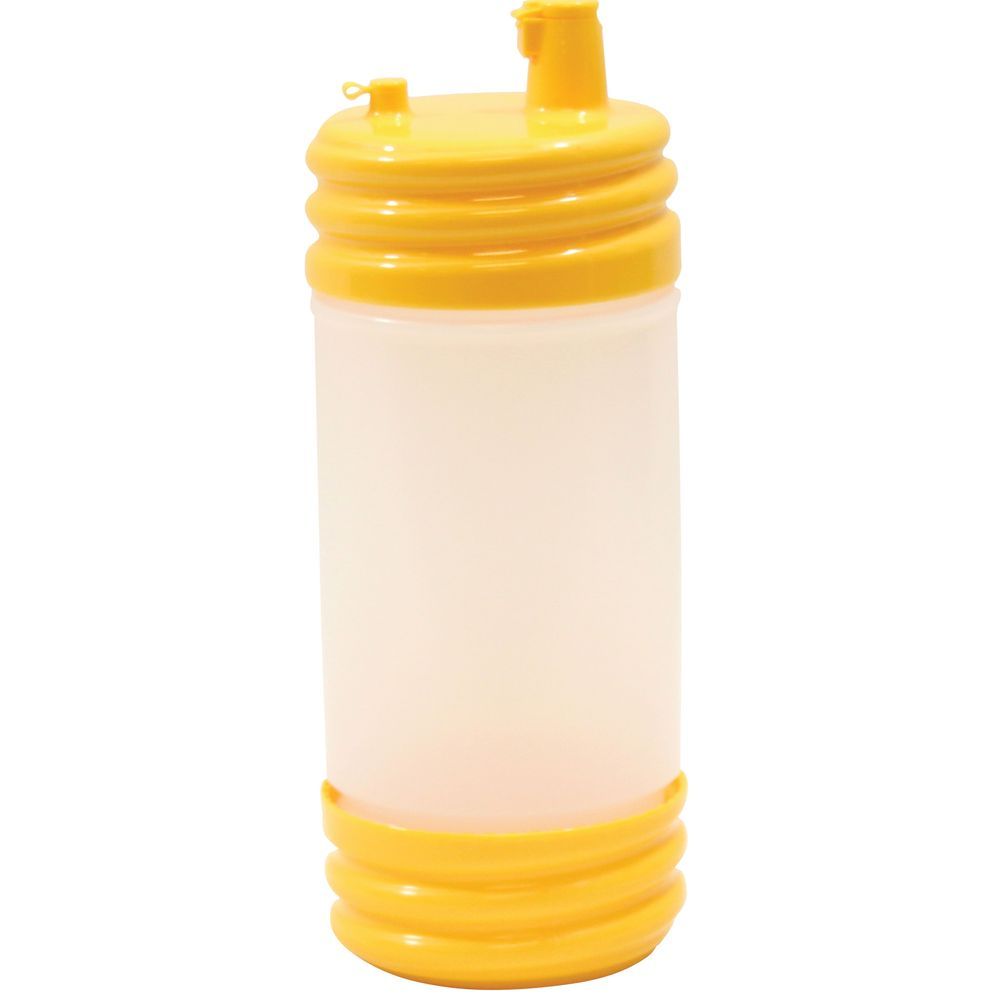 Tablecraft Pourmaster High Density Polyethylene Yellow 1 Quart Bottle With Low Profile Top, 3.5 X 3.5 X 9.5 Inch -- 12 Per Case