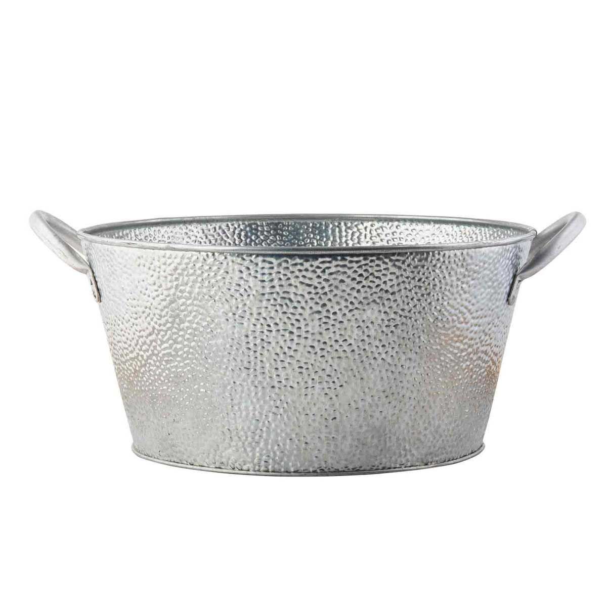 Tablecraft Galvanized Steel Pebbled Textured Finish Oval Single Wall Beverage Tub, 4.4 Gallon Capacity