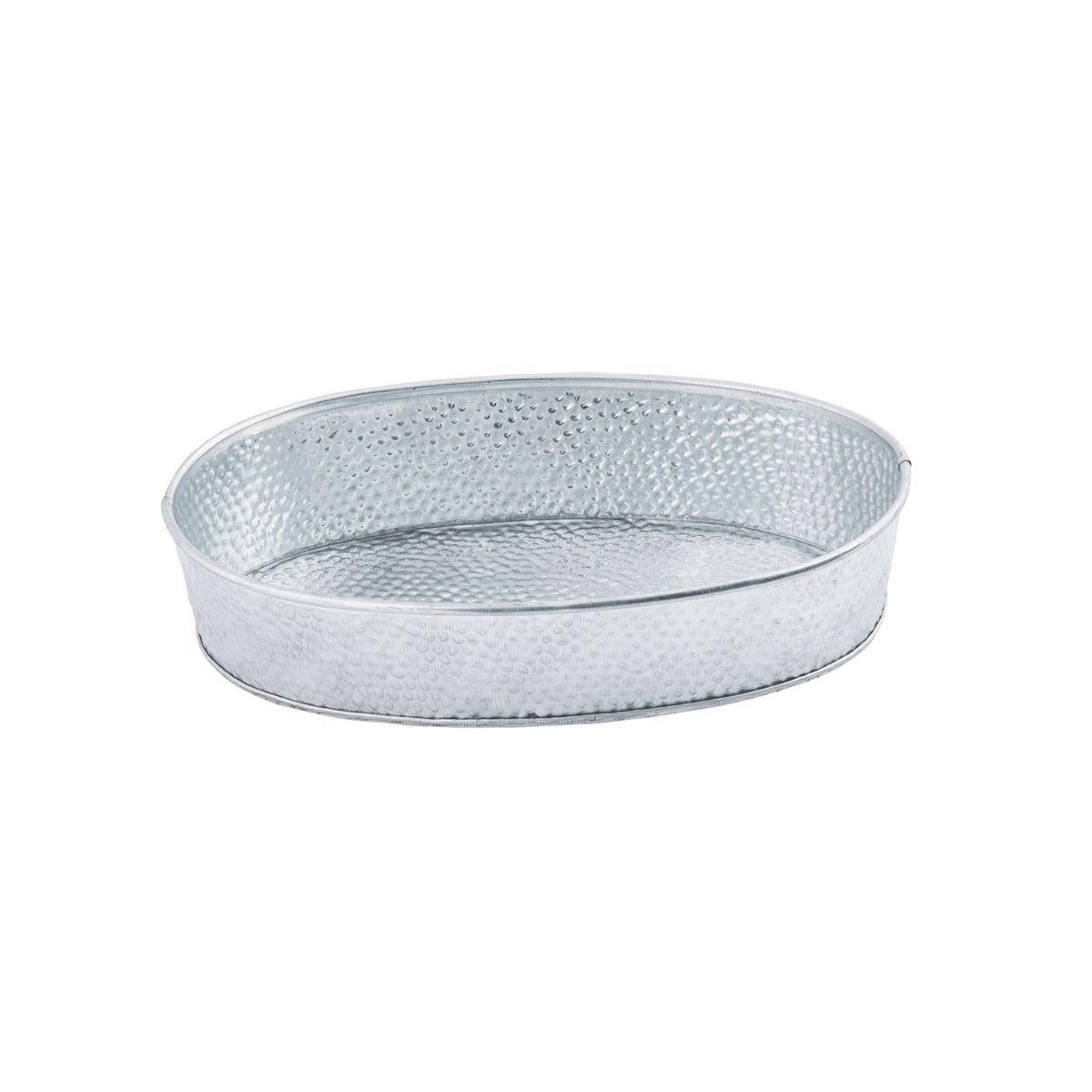 Tablecraft Galvanized Steel With Pebble Texture Oval Diner Platter, 9.5 X 6 X 2 Inch