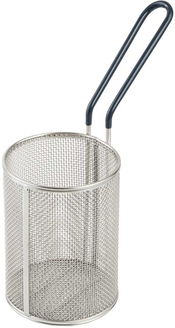 Tablecraft 18/8 Stainless Steel Round Pasta Basket With Blue Cool Touch Vinyl Handle, 4.5 X 4.5 X 6 Inch -- 2 Per Case