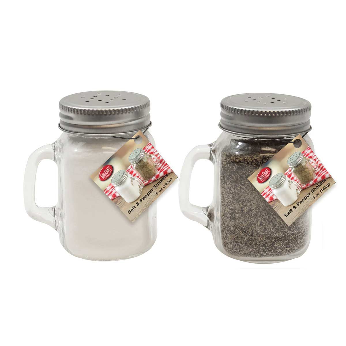 Tablecraft Clear Glass Mason Jar Salt And Pepper Shaker With Stainless Steel Top, 4.75 Ounce Capacity -- 6 Per Case