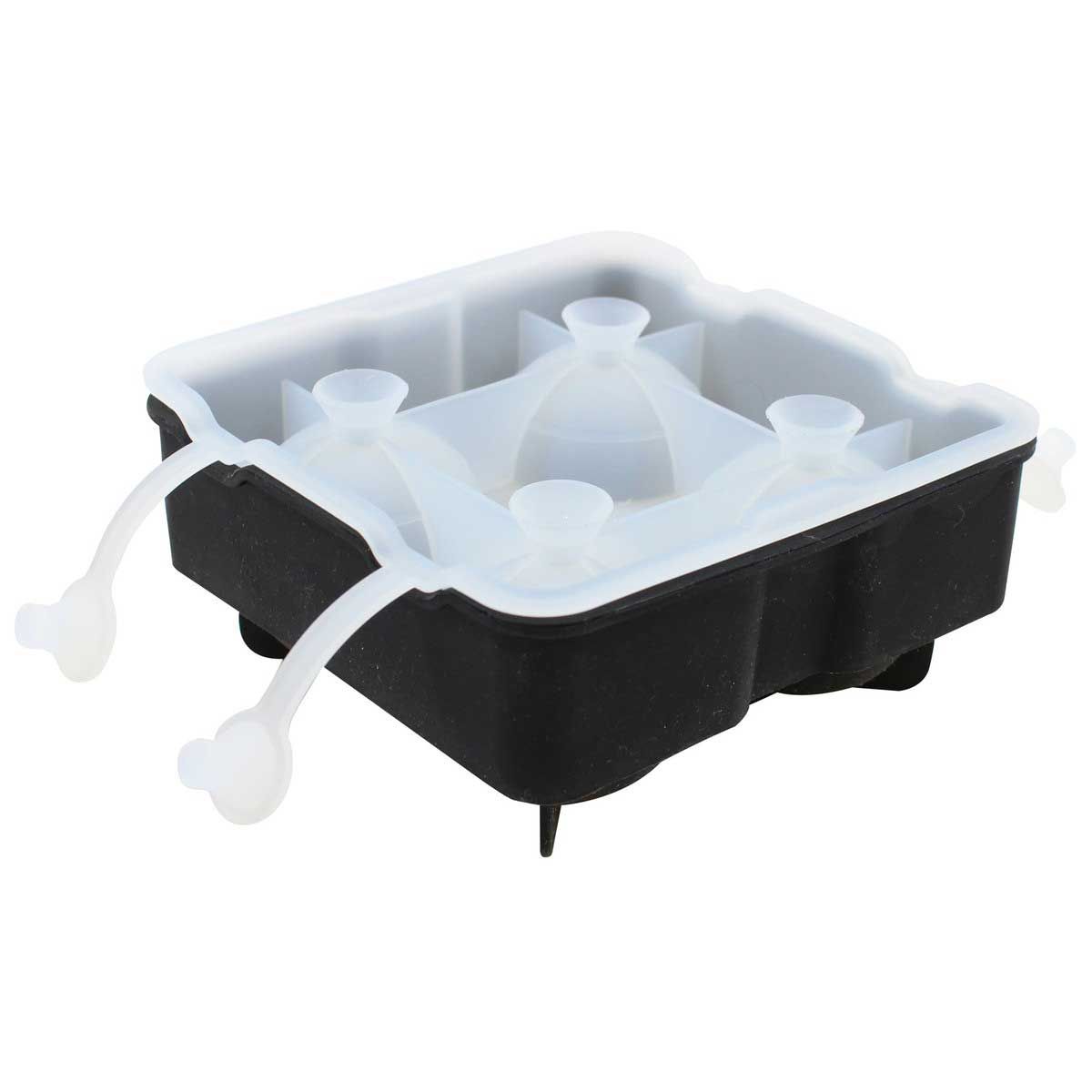 Tablecraft Black Silicone Sphere Ice Cube Tray, 5.125 X 5.125 X 2.625 Inch