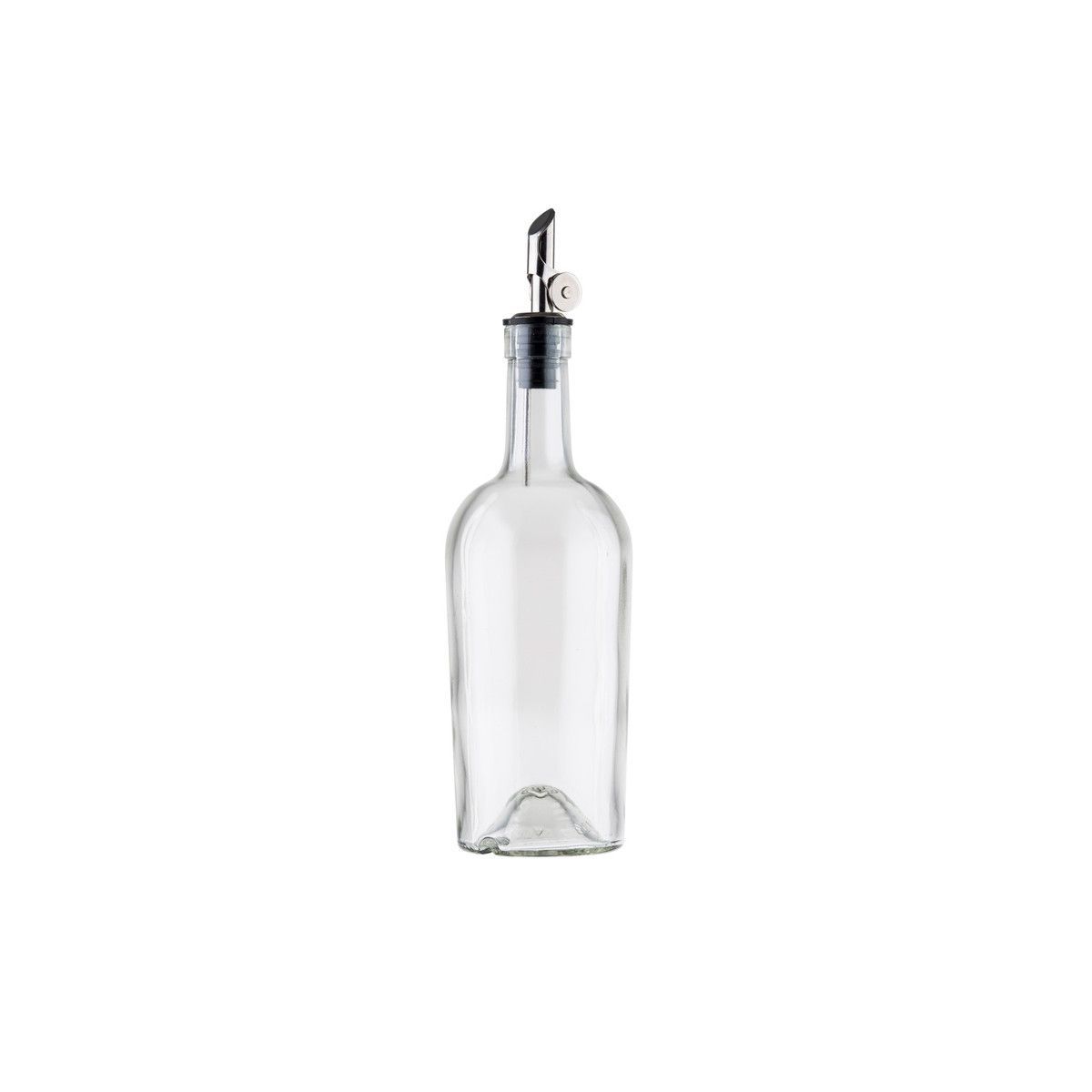 Tablecraft Clear Glass Oil Bottle With Stainless Steel Pourer, 17.5 Ounce Capacity -- 12 Per Case