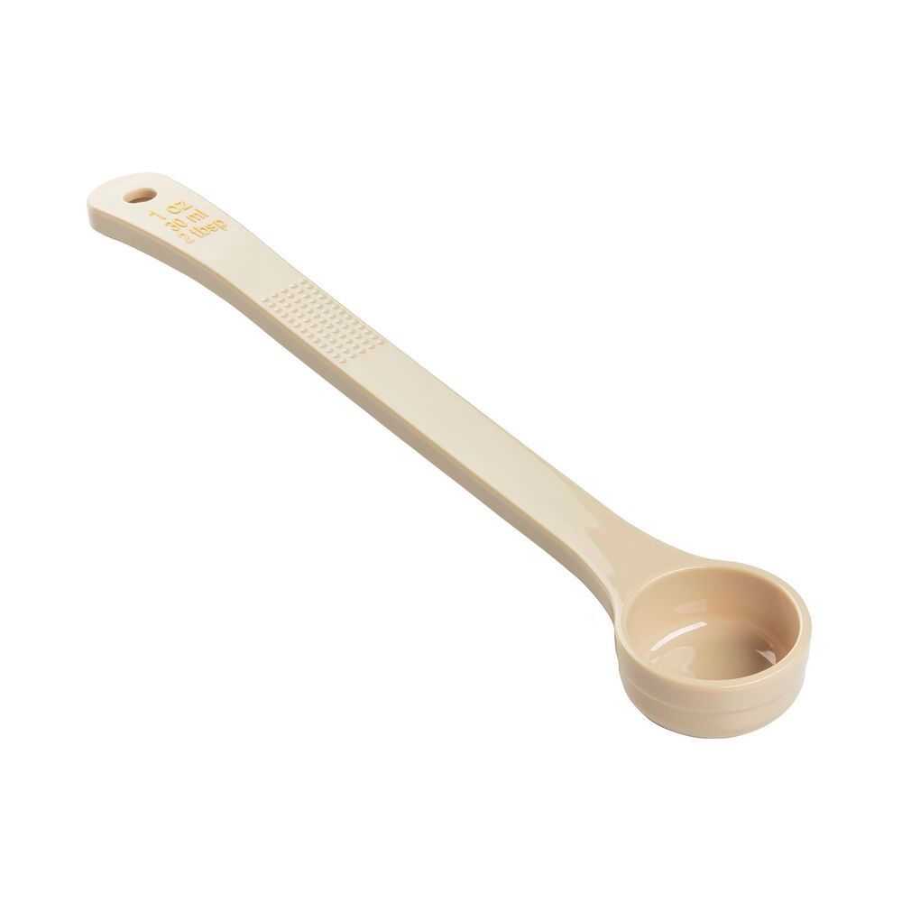 Tablecraft Polycarbonate Beige Solid Long Handle Spoonout With Yellow Capacity Marking, 1 Ounce Capacity -- 12 Per Case