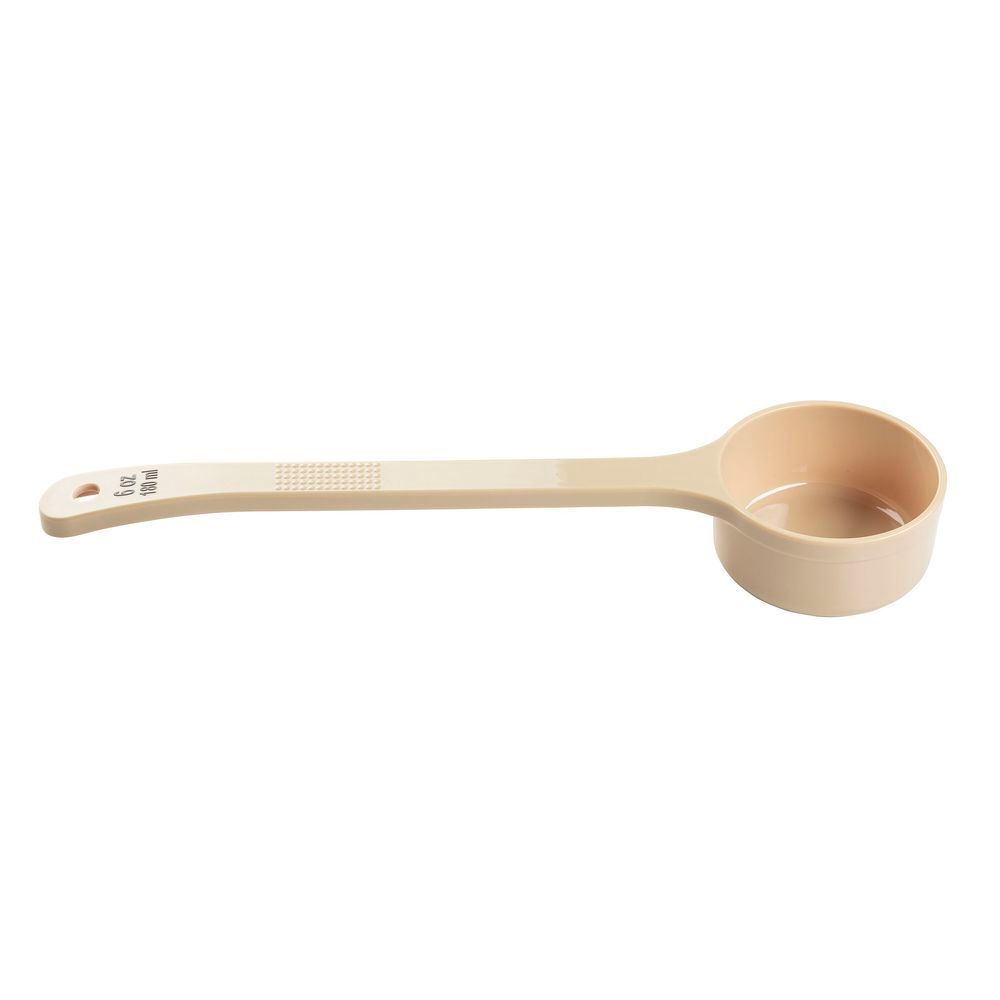 Tablecraft Polycarbonate Beige Solid Long Handle Spoonout With Black Capacity Marking, 6 Ounce Capacity -- 12 Per Case