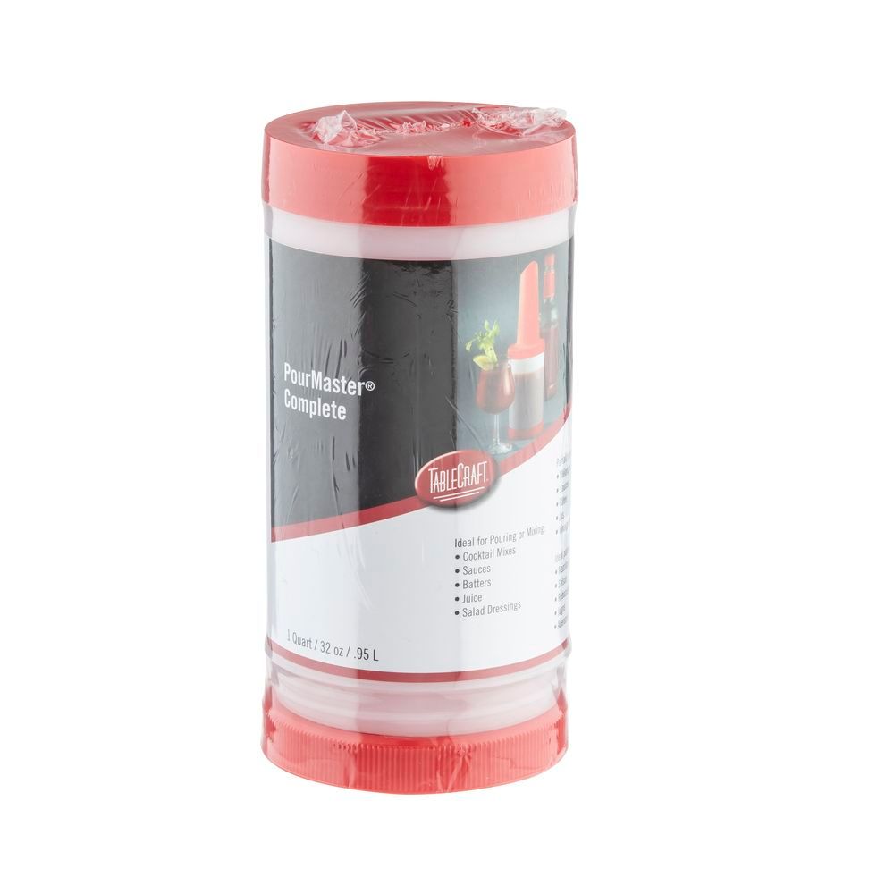 Tablecraft One-piece Pourmaster 1 Quart High Density Polyethylene Red Complete Pourer, 3.6875 X 3.6875 X 12.5 Inch -- 12 Per Case