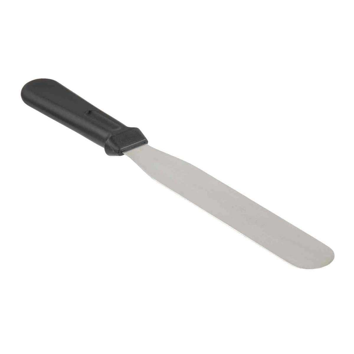 Tablecraft Stainless Steel Icing Spatula With Black Polypropylene Handle, 8 Inch