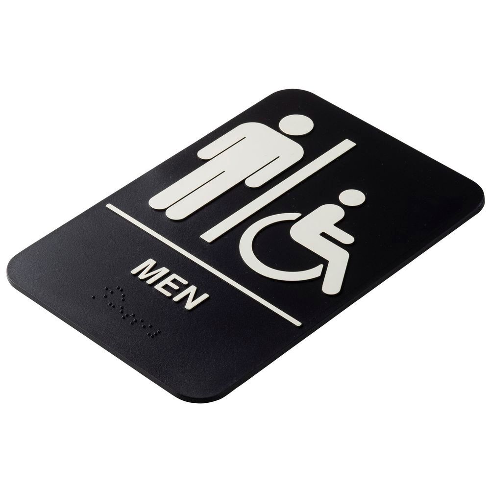 Tablecraft Polystyrene General Purpose Black/white Men/accessible Rectangular Ada Compliant Braille Sign, 6 X .125 X 9 Inch