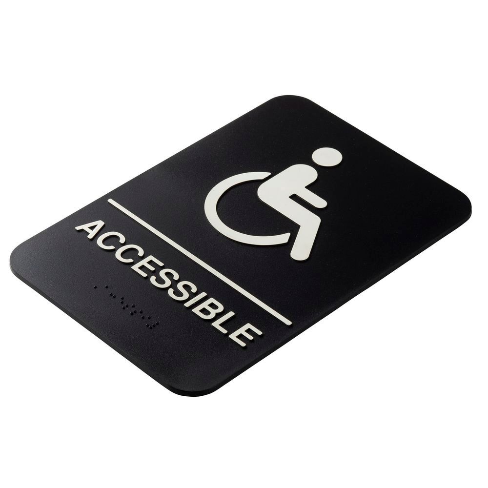 Tablecraft Polystyrene General Purpose Black/white Accessible Rectangular Ada Compliant Braille Sign, 6 X .125 X 9 Inch