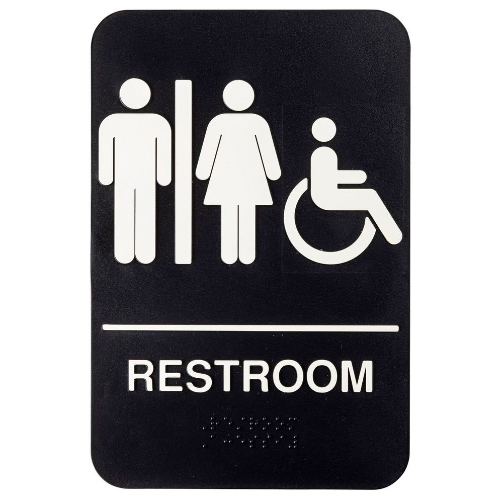 Tablecraft Polystyrene General Purpose Black/white Women/men Handicap Accessible Rectangular Ada Compliant Braille Sign, 6 X .125 X 9 Inch