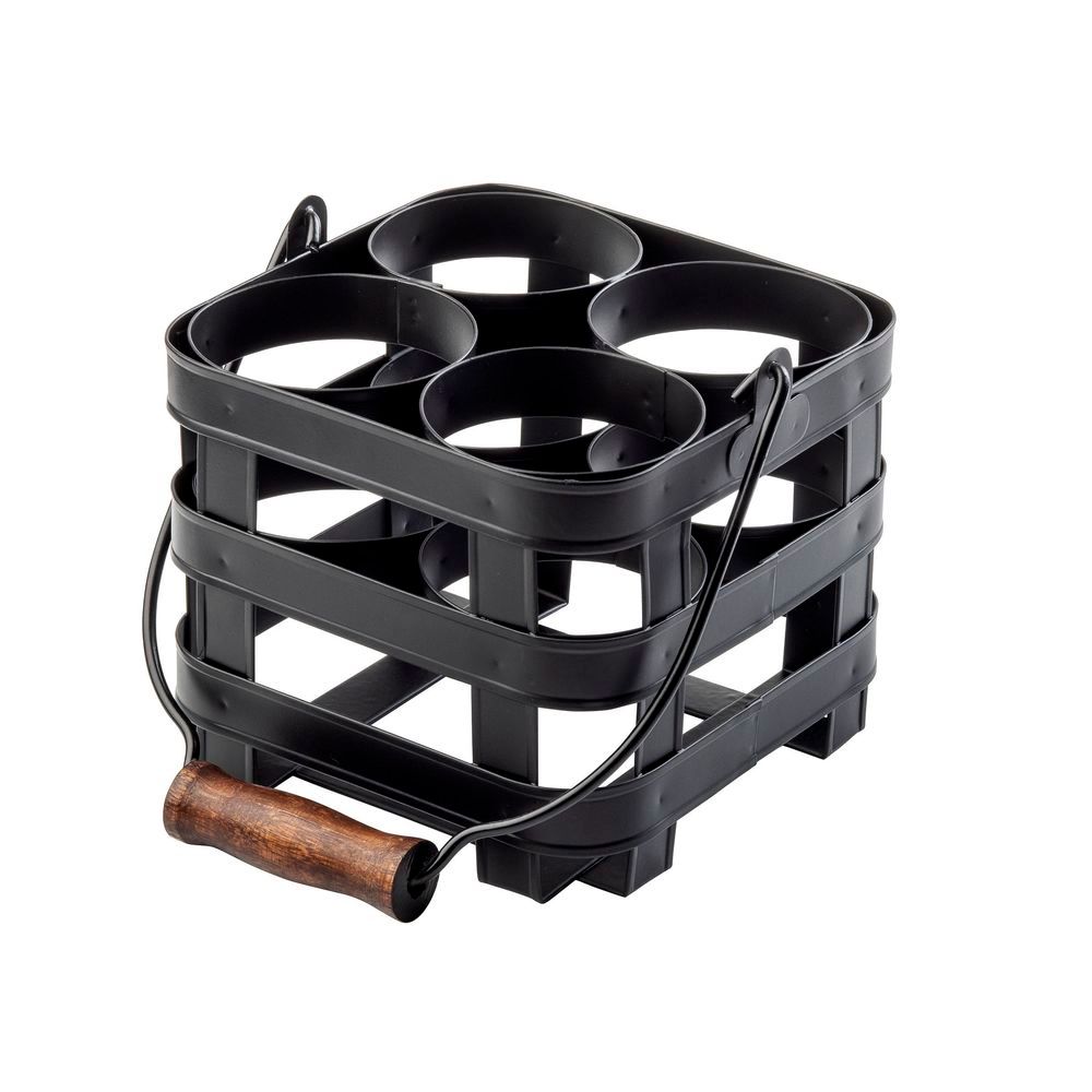 Tablecraft Forge Collection Black Painted Steel Squeeze Bottle Caddy - Holds 4 Bottles, 7.25 X 7 X 6.75 Inch