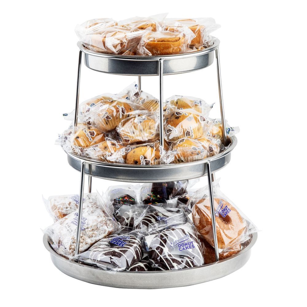 Tablecraft Stainless Steel Vintage Finish Round Three-tiered Sharing Tower, 14 X 14 X 13.75 Inch