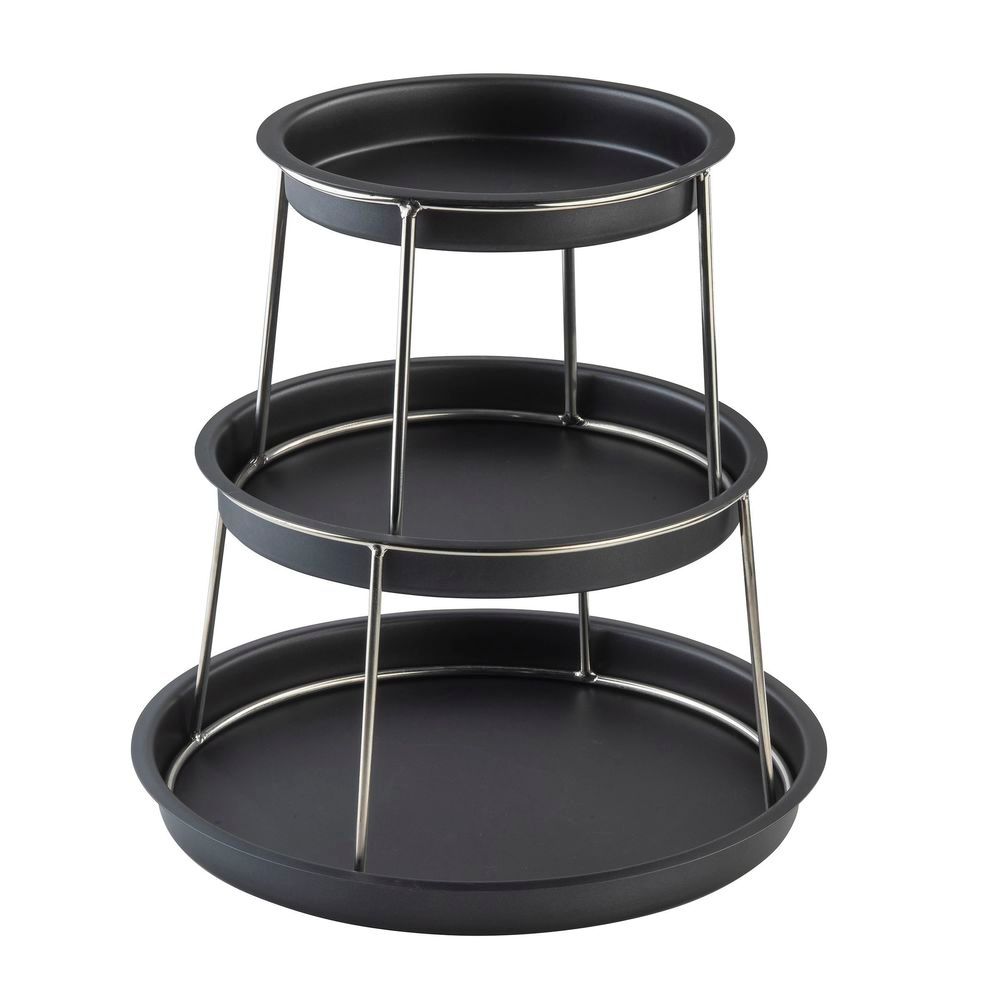 Tablecraft Stainless Steel Black Finish Round Three-tiered Sharing Tower, 14 X 14 X 13.75 Inch