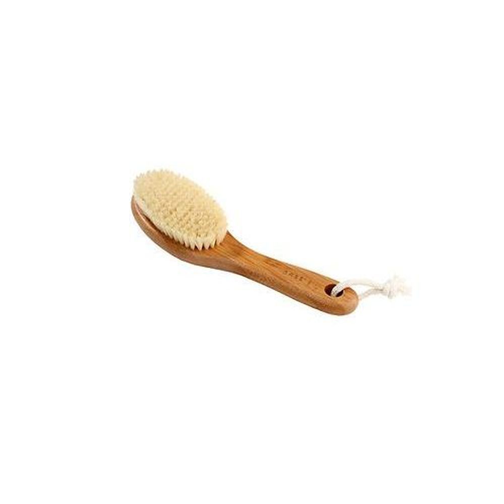Bass 77 Dark Bamboo Curved Oval Style Body Brush With Natural Bristles