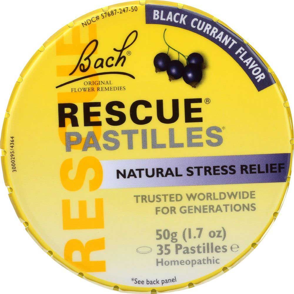 Bach Rescue Black Currant Flavor Natural Stress Relief Pastilles, 50 Gram -- 12 Per Case