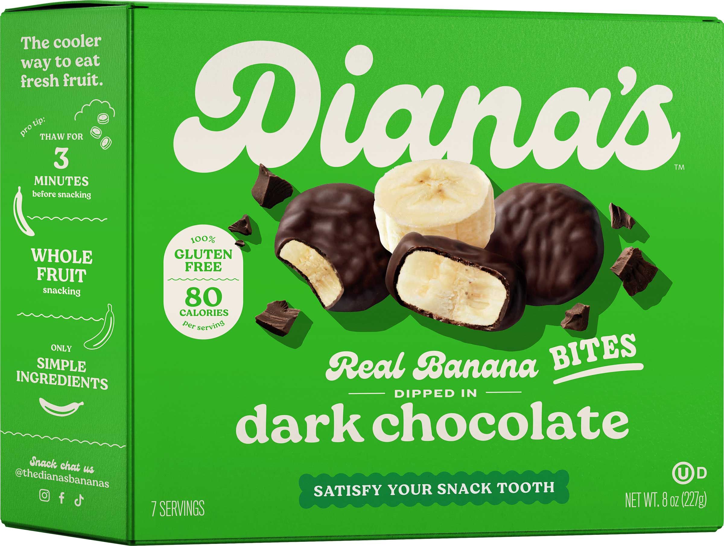 Dianas Dark Chocolate Real Banana Bites, 8 Ounce -- 12 Per Case