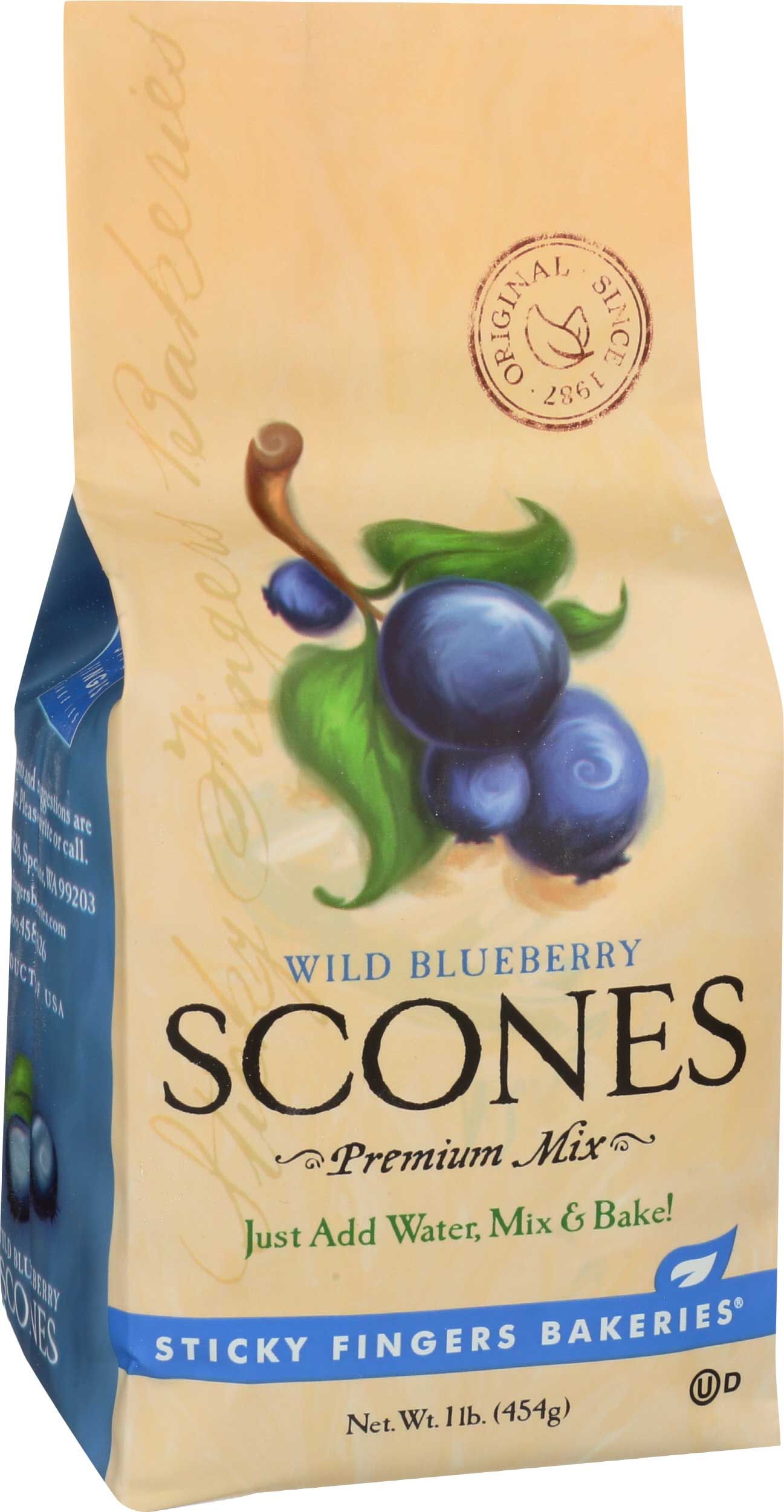 Sticky Fingers Wild Blueberry Scone Mix, 16 Ounce -- 6 Per Case