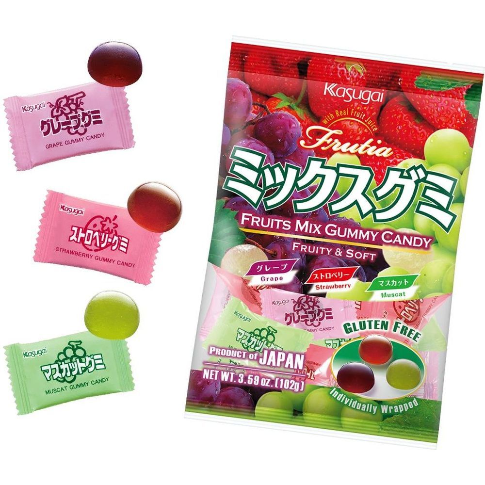 Kasugai Fruits Mix Gummy Candy, 3.59 Ounce -- 12 Per Case