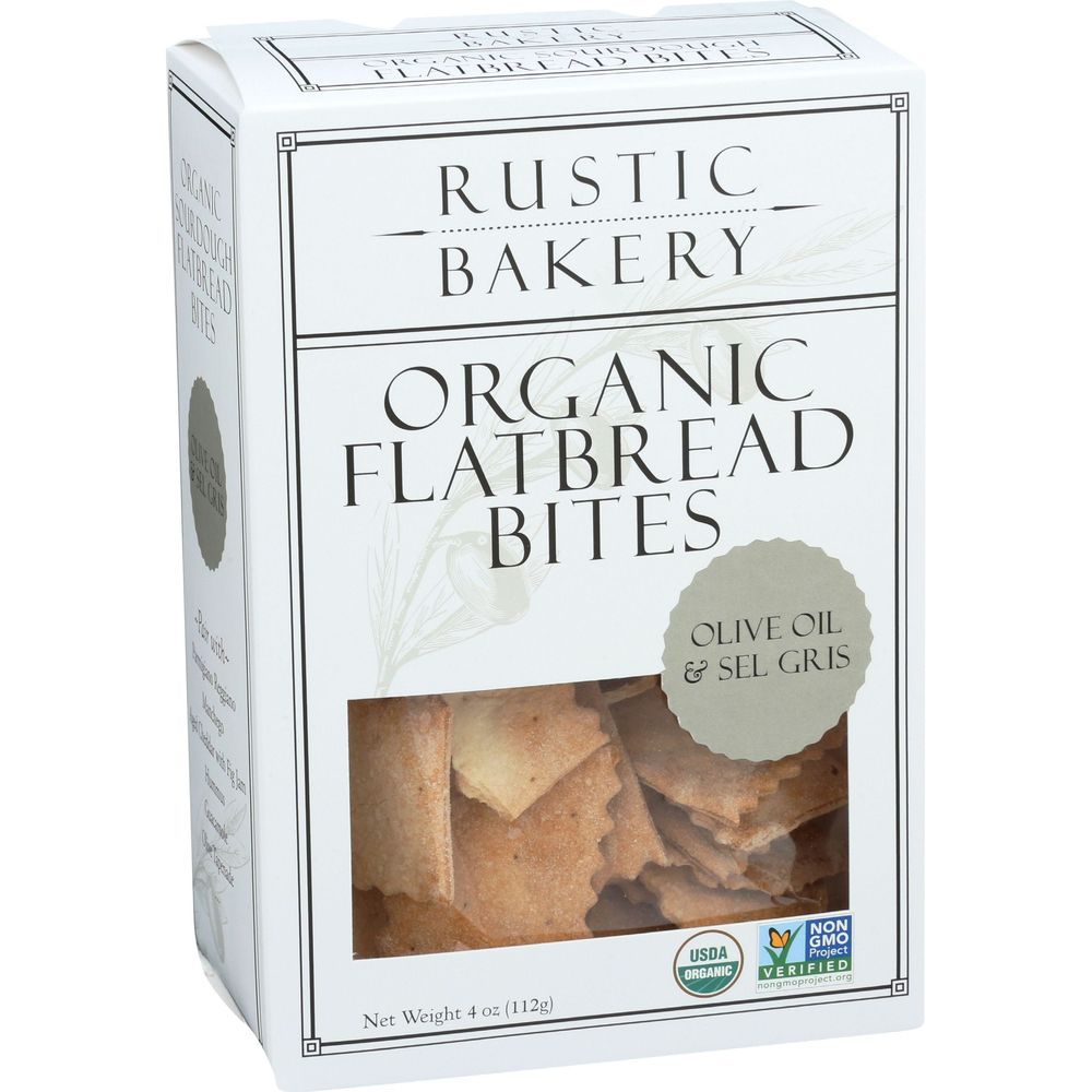 Rustic Bakery Organic Olive Oil Sel Gris Flatbread Bites, 4 Ounce -- 12 Per Case