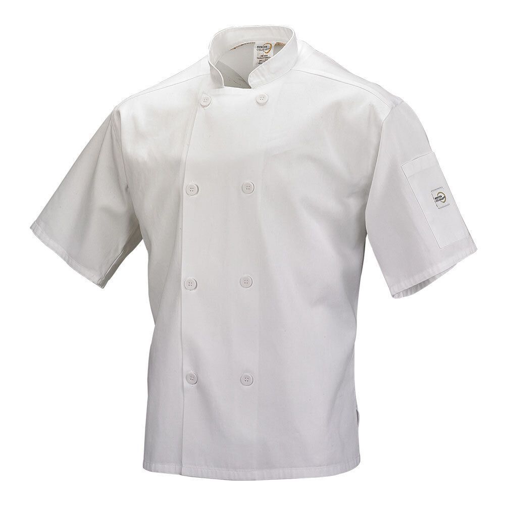 Mercer Culinary Millennia Air Large Short Sleeve Unisex White Cook Jacket With Full Mesh Back