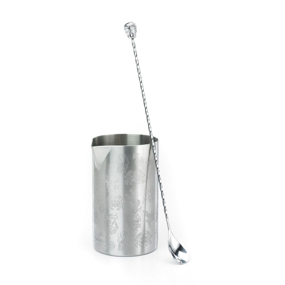 Barfly Stainless Steel Tiki Theme Double Wall Mixing Tin, 21 Ounce