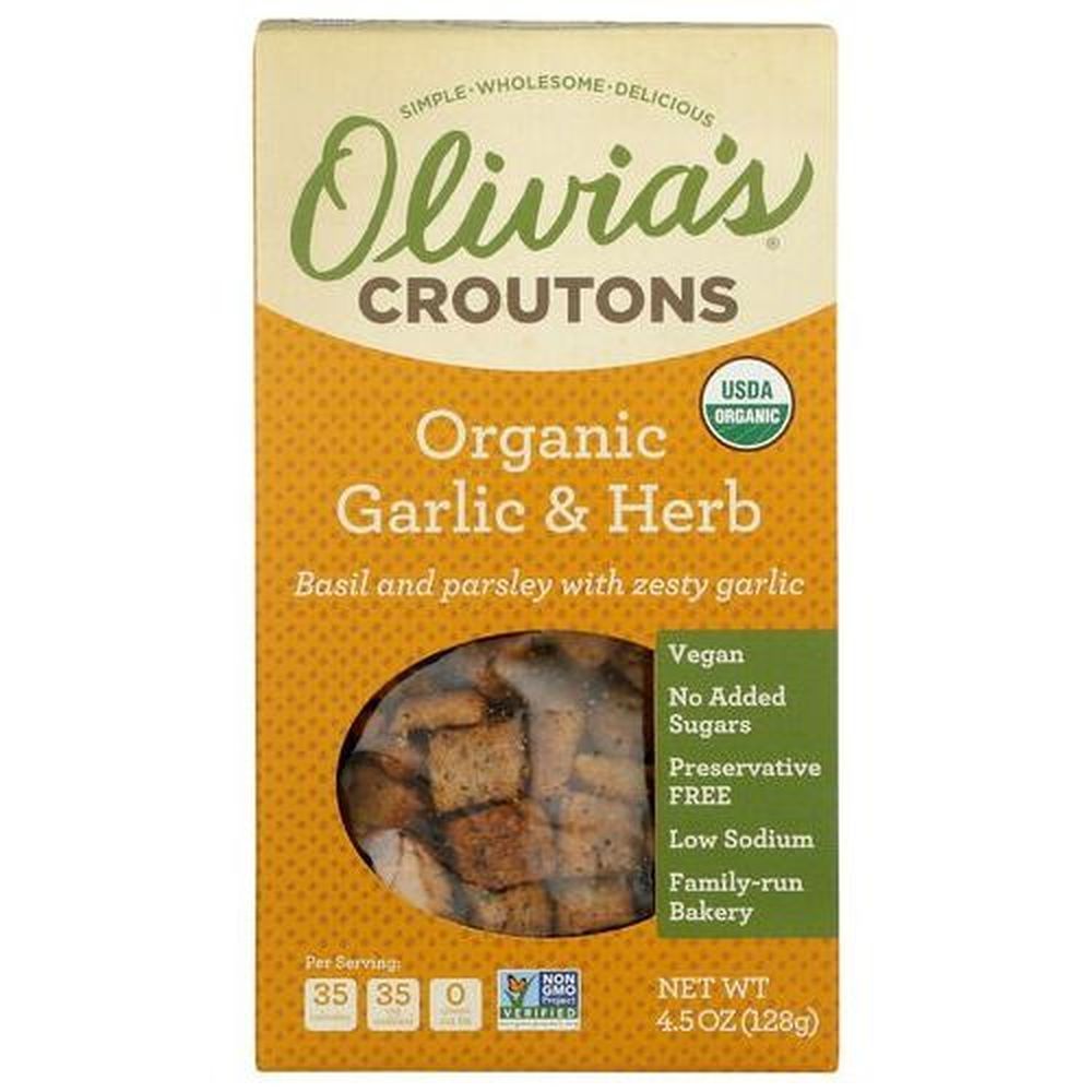Olivia's Organic Garlic And Herb Croutons, 4.5 Ounce -- 6 Per Case