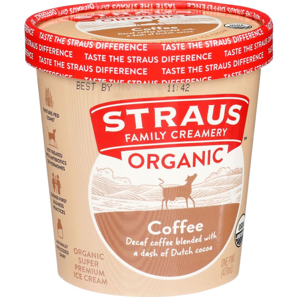 Straus Family Creamery Organic Coffee Ice Cream, 1 Pint -- 8 Per Case