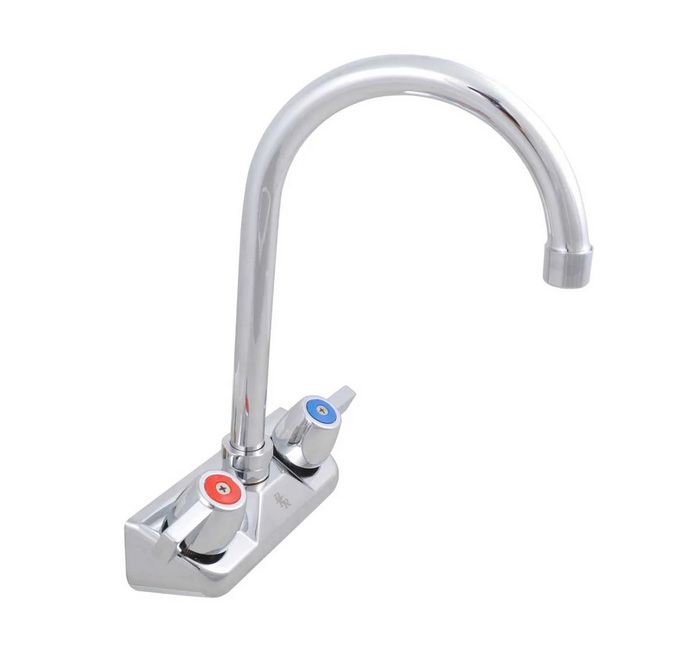 Bk Resources Workforce Standard Duty 4 Inch On Center Splash Mount Faucet With 5 Inch Gooseneck Spout
