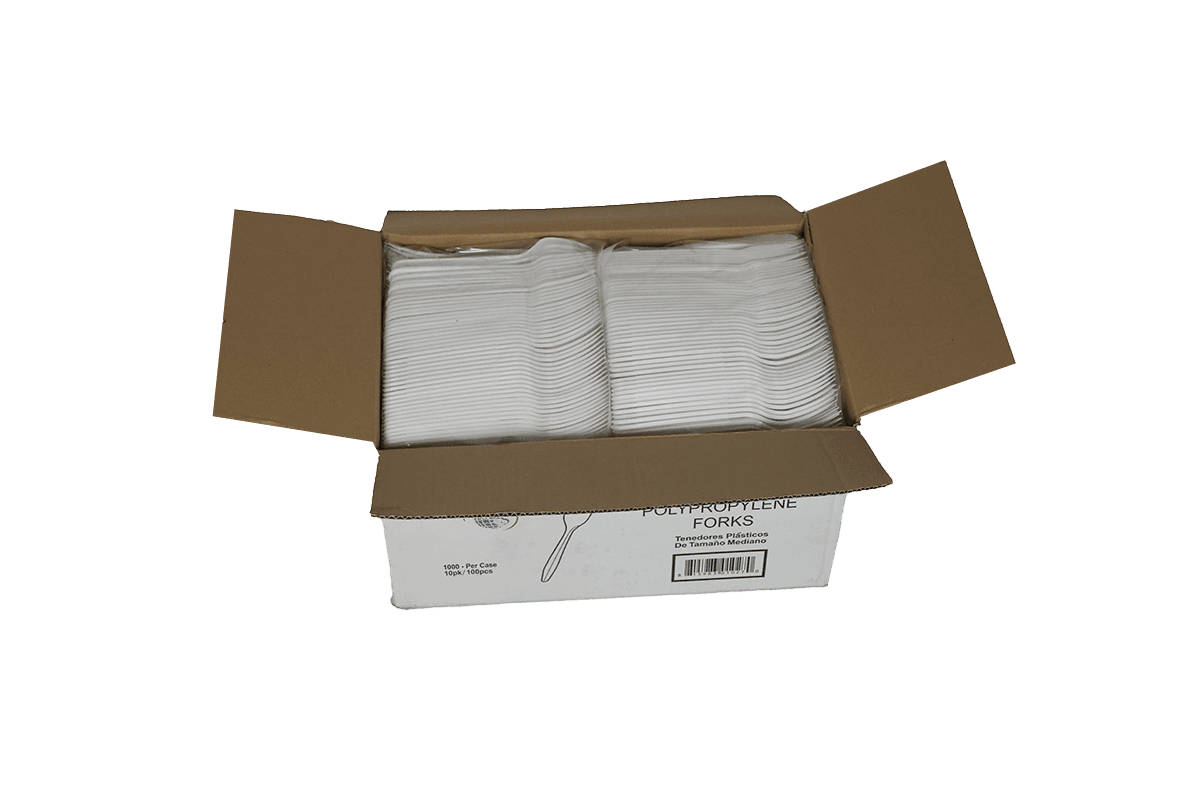Verde Pack Heavy Weight Polypropylene White Fork -- 1000 Per Case.