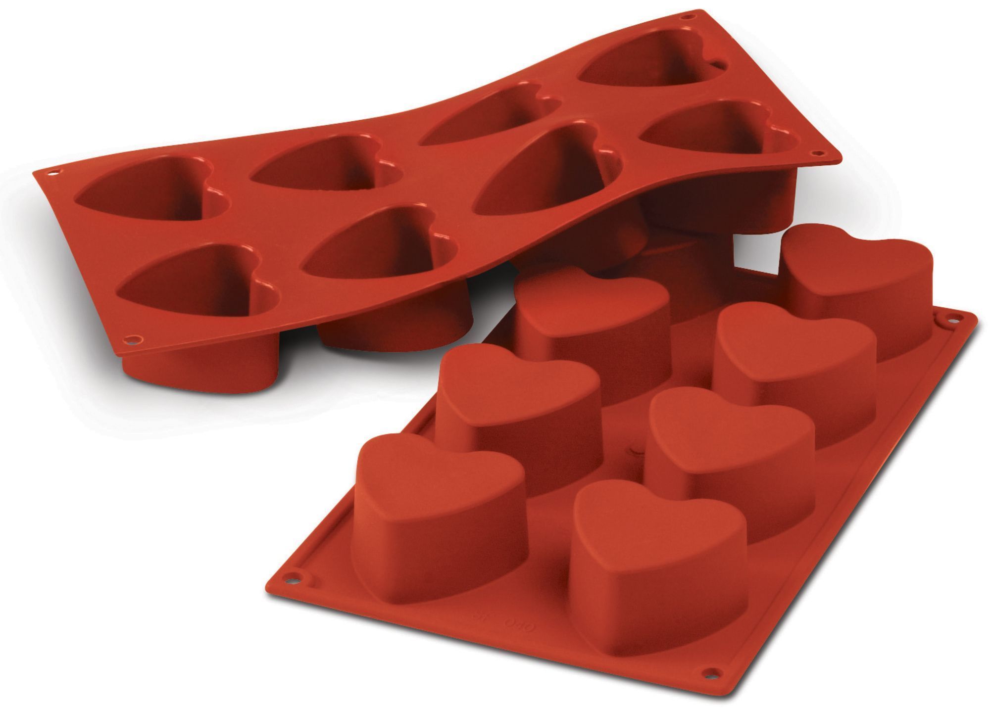 Silikomart Siliconflex Alimentary Silicone 8 Cavities Heart Mold, 2.36 Inch Diameter X 1.38 Inch Height Cavity