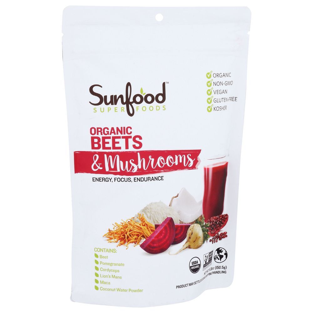 Sunfood Organic Beets And Mushroom Powder, 5.31 Ounce