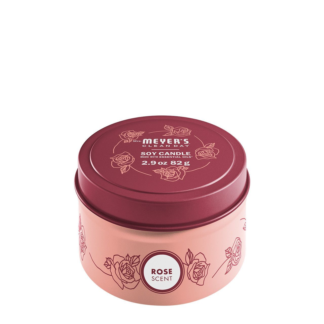 Mrs Meyers Clean Day Rose Soy Candle, 2.9 Ounce Tin -- 8 Per Case