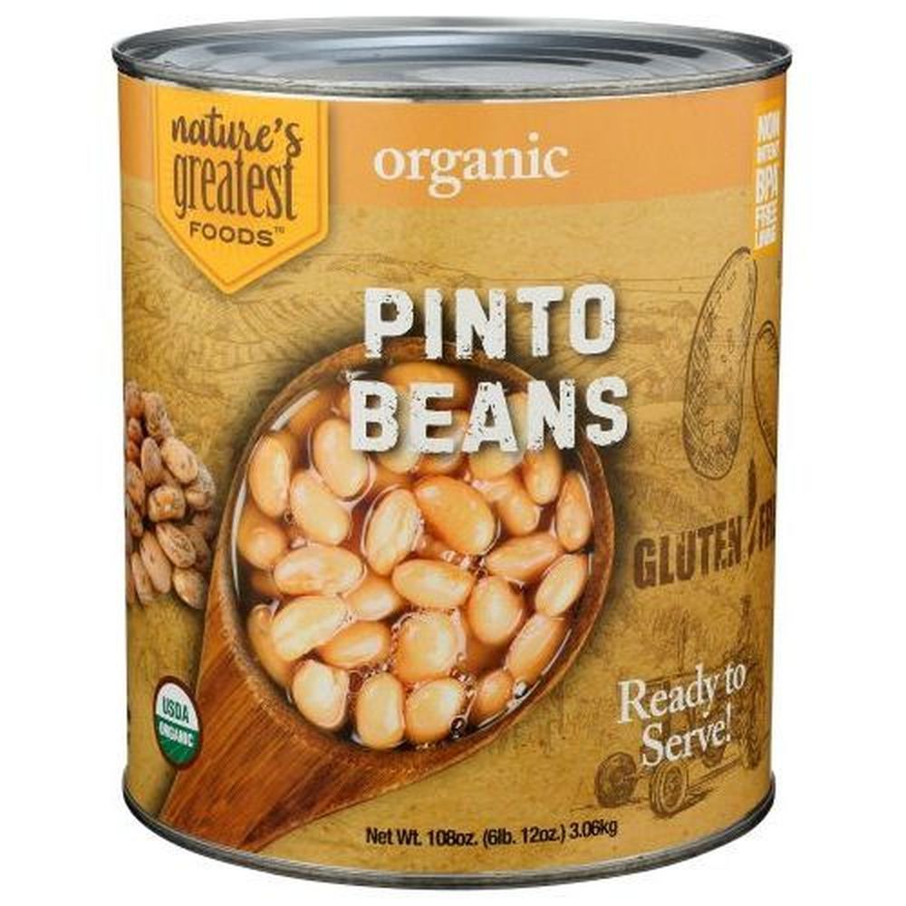 Natures Greatest Organic Pinto Beans, 108 Ounce -- 6 Per Case